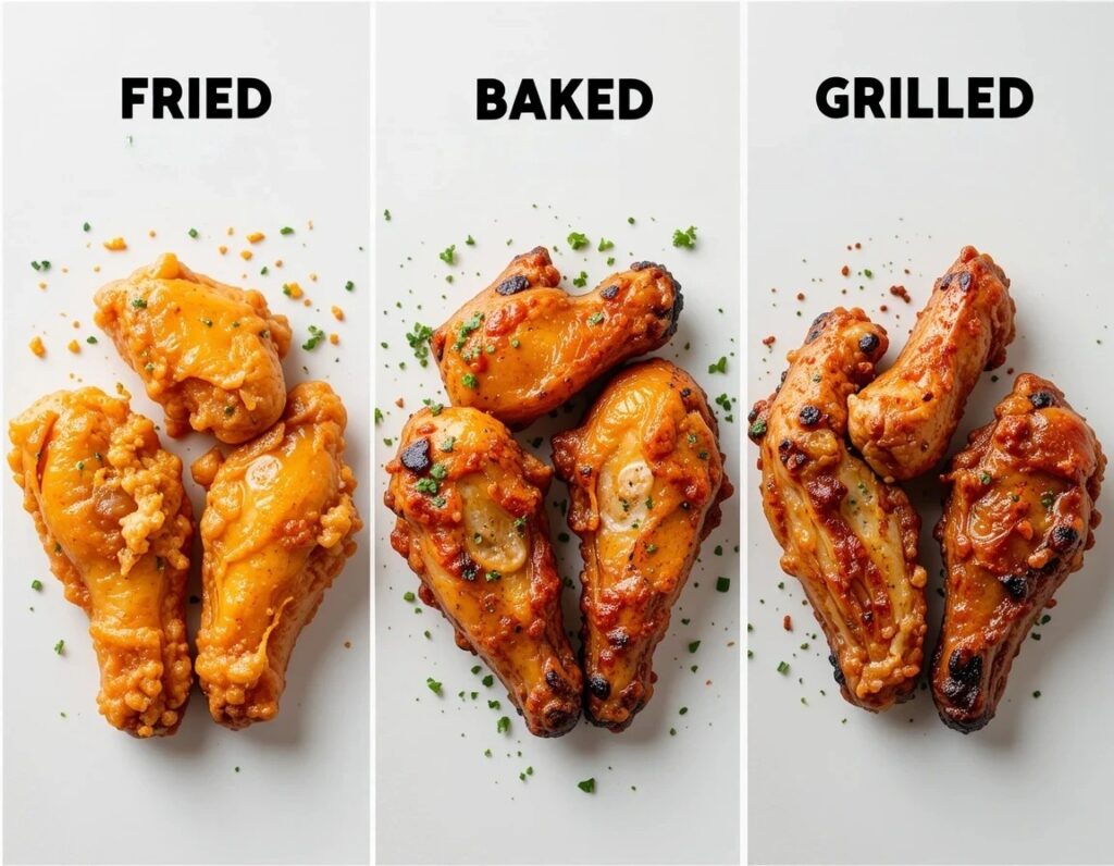 Comparison of fried, baked, and grilled chicken wings