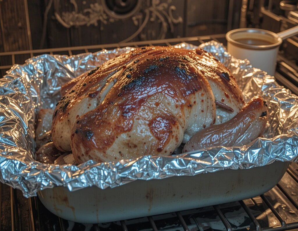 Foil smoked turkey breast reheating in the oven