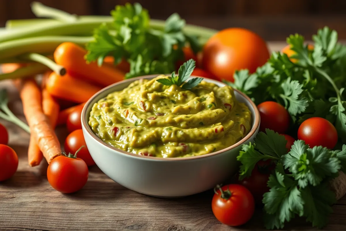 Fresh guacamole with vegetables for weight loss