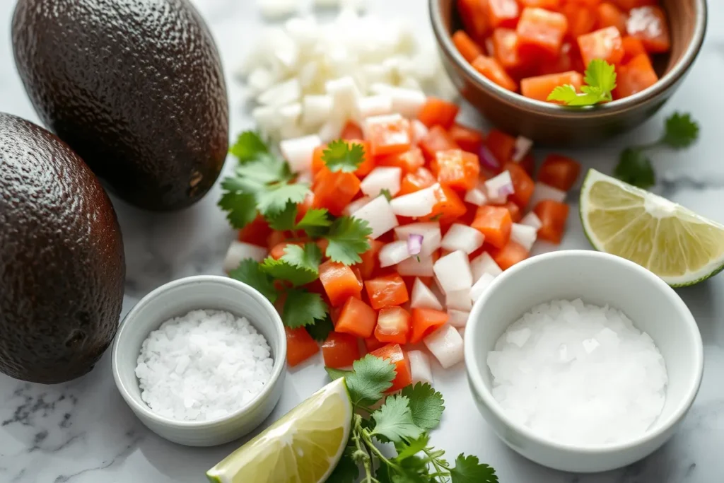 Ingredients for homemade guacamole