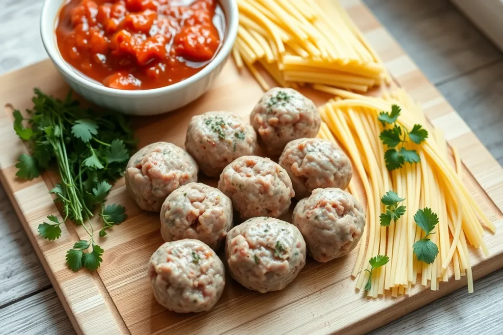 Ingredients for cooking frozen meatballs