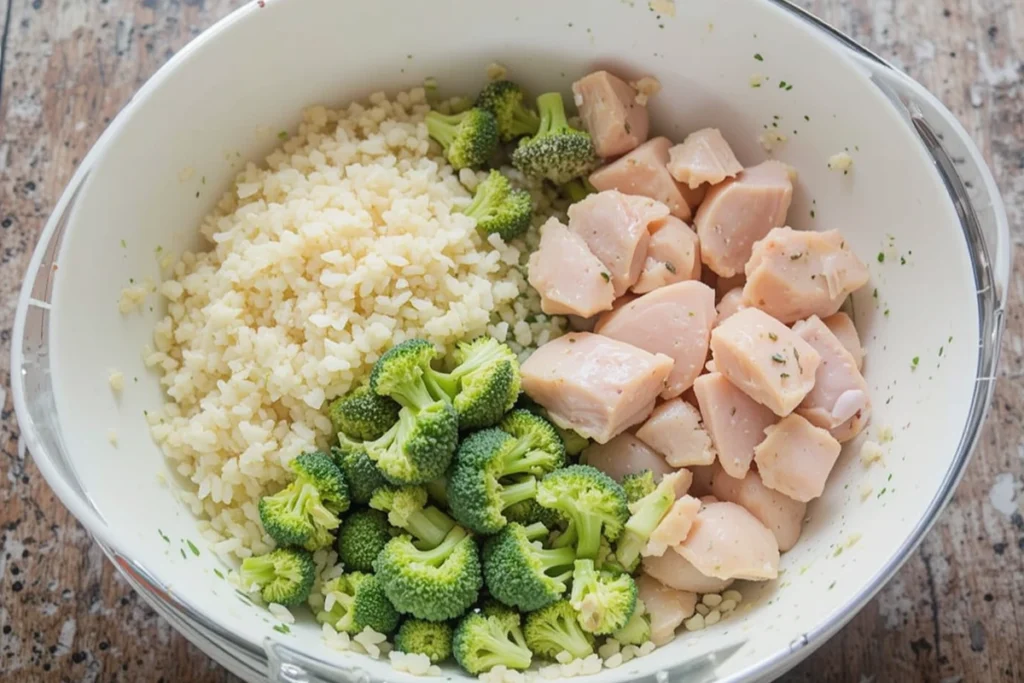 Ingredients for Chicken Broccoli Rice Casserole