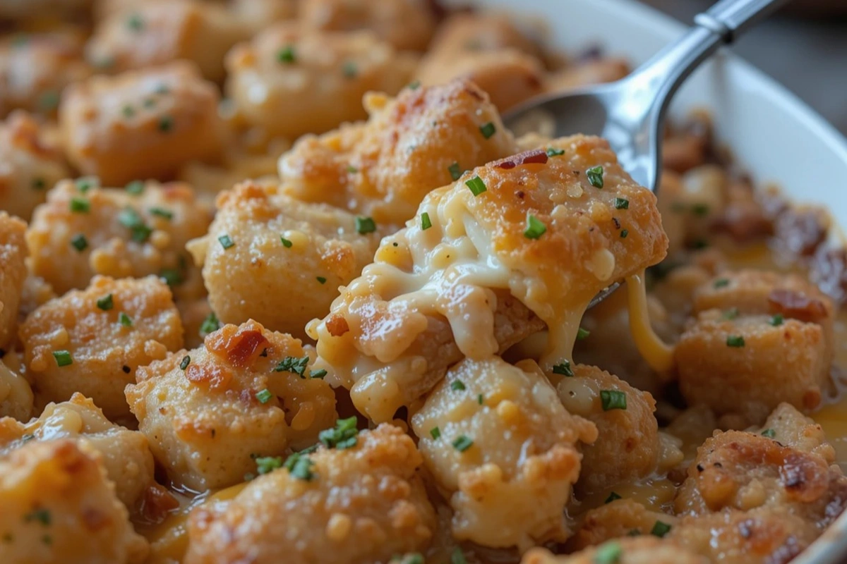 Cowboy casserole with golden tater tots and melted cheese