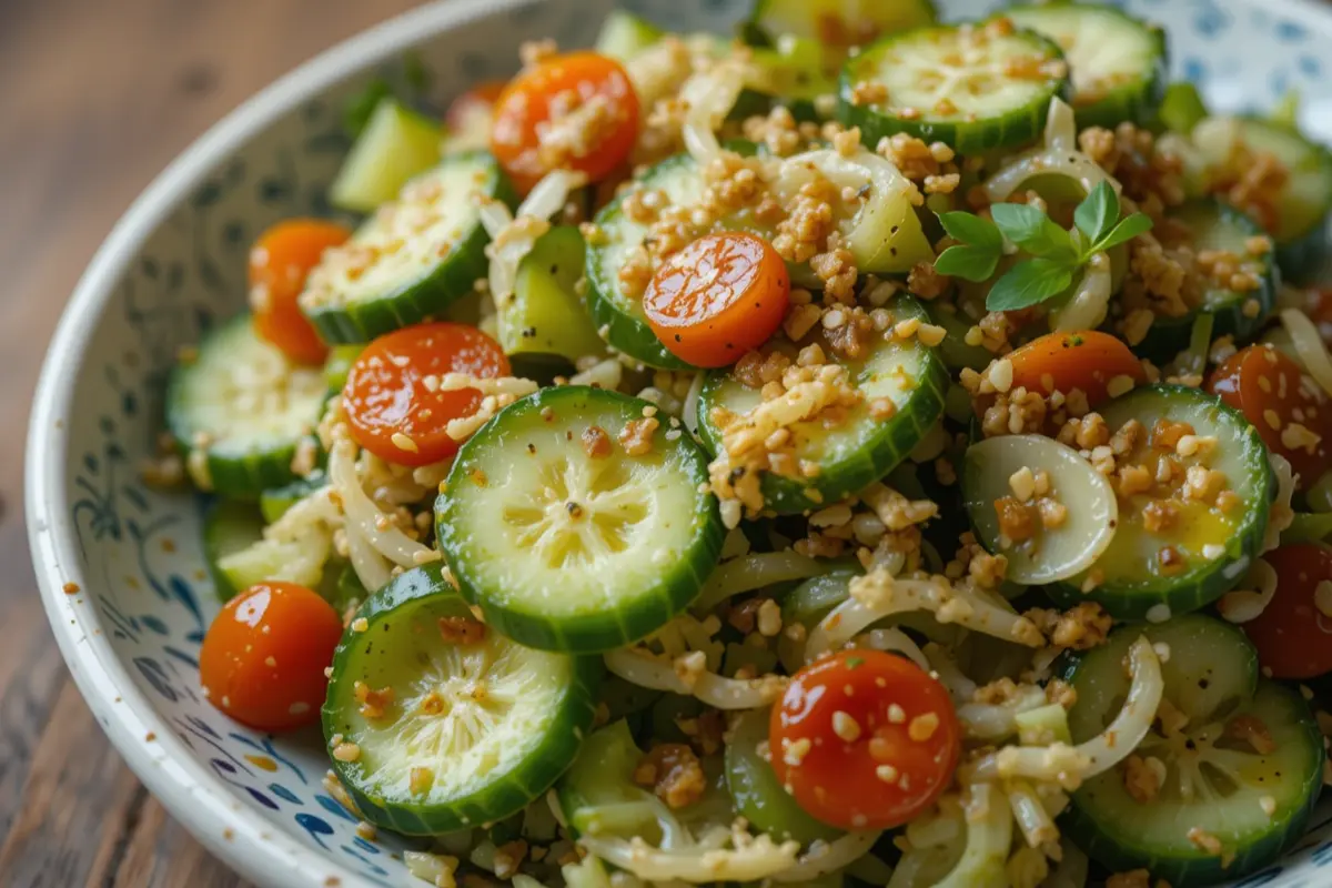 Viral cucumber salad with soy and sesame dressing